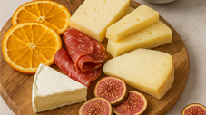 Peynir & şarküteri tabağında portakal ve incir